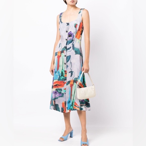 Paul Smith Dresses & Skirts - NWT Paul Smith floral glitch lilac satin button-front dress